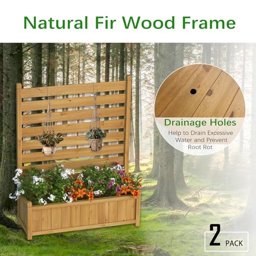 Wood Air Conditioner Fence with Planter Box I1557