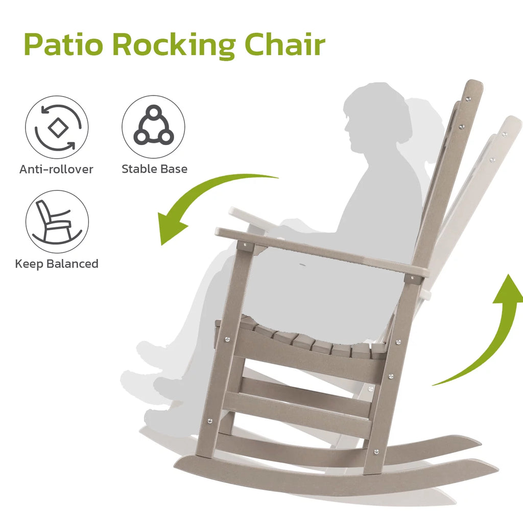 All Weather Resistant Poly Lumber Outdoor Rocking Chair with High Back I7857