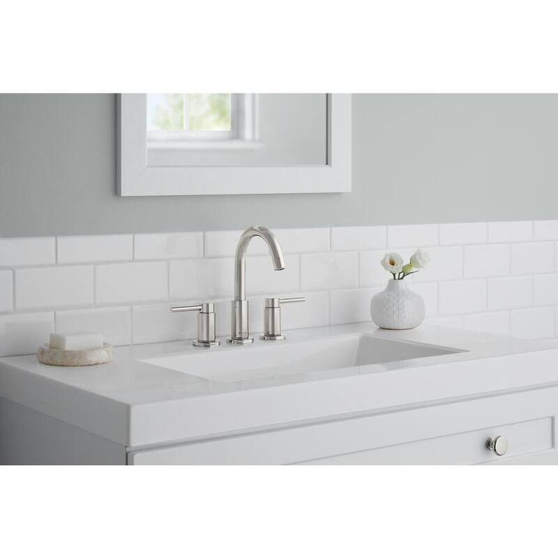 8 in. Widespread Double-Handle High-Arc Bathroom Faucet in Polished Nickel D246763