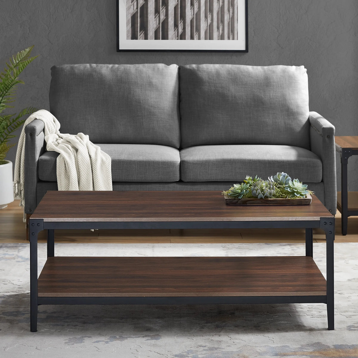 Rustic Dark Walnut Coffee Table A154