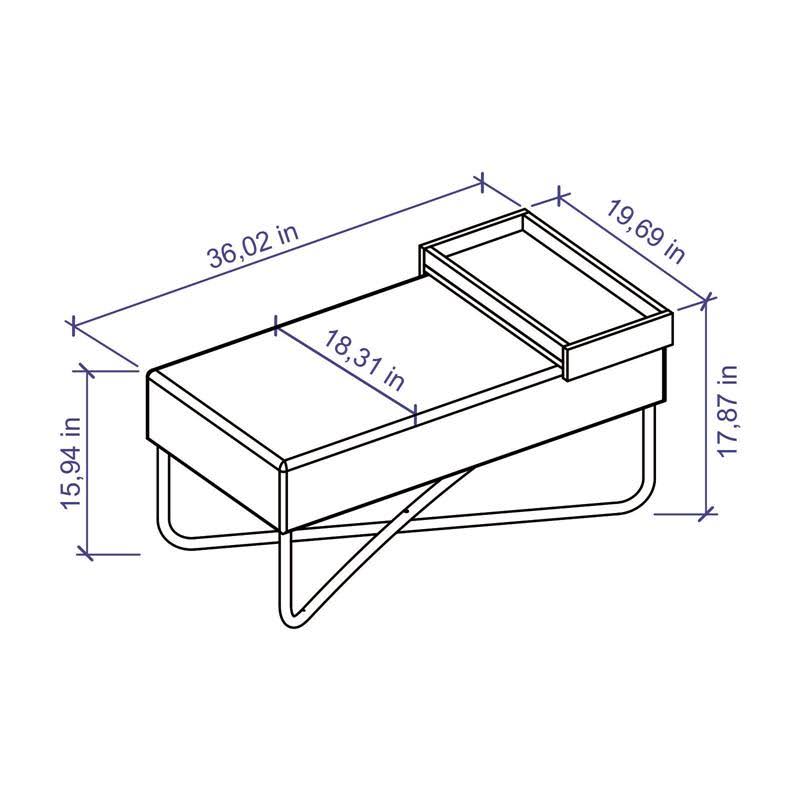 Light Gray Linen Fabric Bench with Chromed Base and White Tray D8783