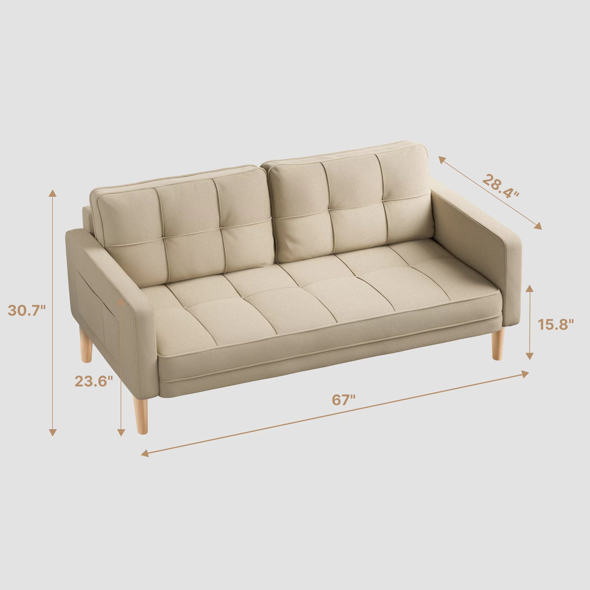 Gray Sofa with Storage Pockets X40973