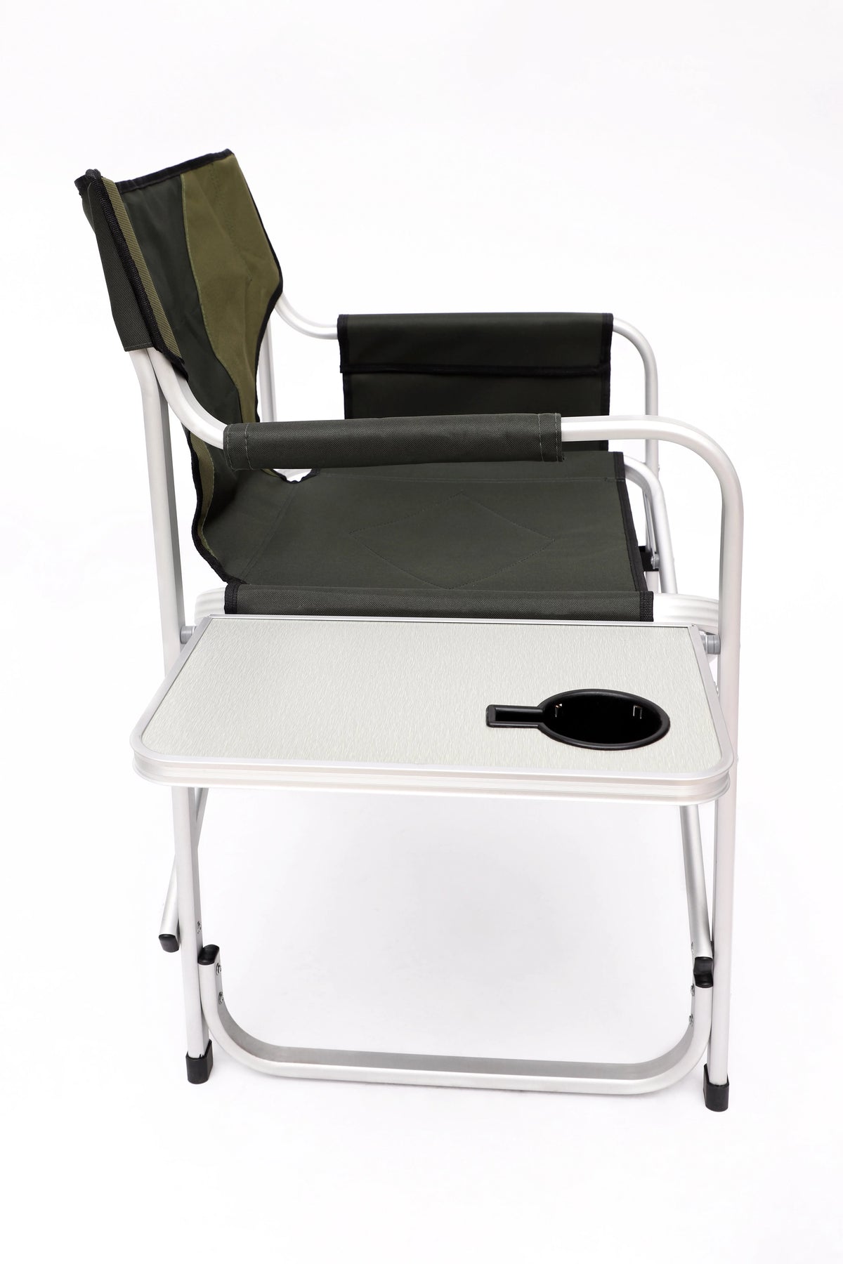 Padded Folding Outdoor Chair with Side Table and Storage Pockets, Lightweight Oversized Directors Chair, Green V232