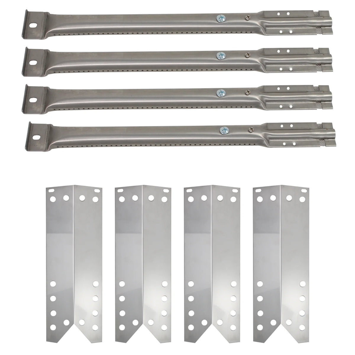 4-Pack Stainless Steel BBQ Gas Grill Tube Burner & Heat Shield Plate Replacement Parts V94759