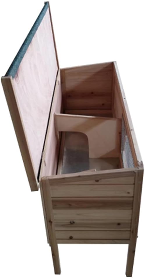 Outdoor Wooden Rabbit Hutch with Open-up Roof and Pull Out Tray I5809