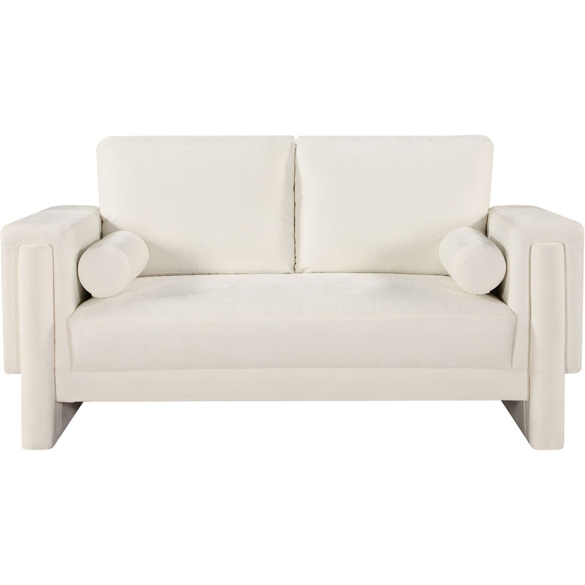 Cream Chenille Fabric Loveseat J565