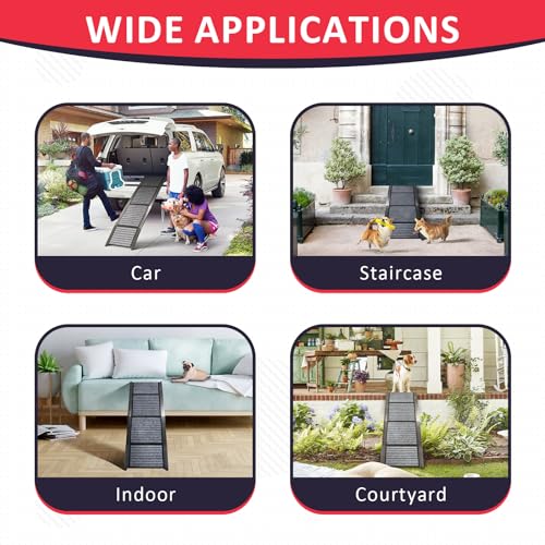 67" Foldable Dog Ramp with Non-Slip Rug Surface C201