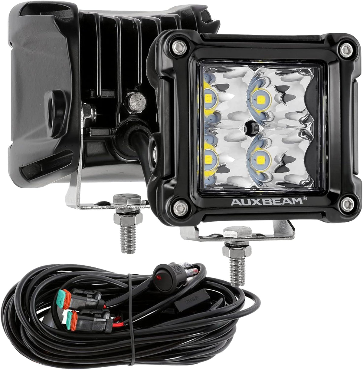 3 inch 40W 4800LM Flood Beam LED Light Pods Square Work Light Pack of 2 E3514