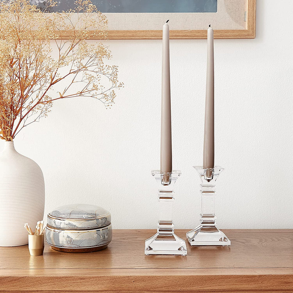 Clear Crystalline Table Candlestick Set of 2 F7135