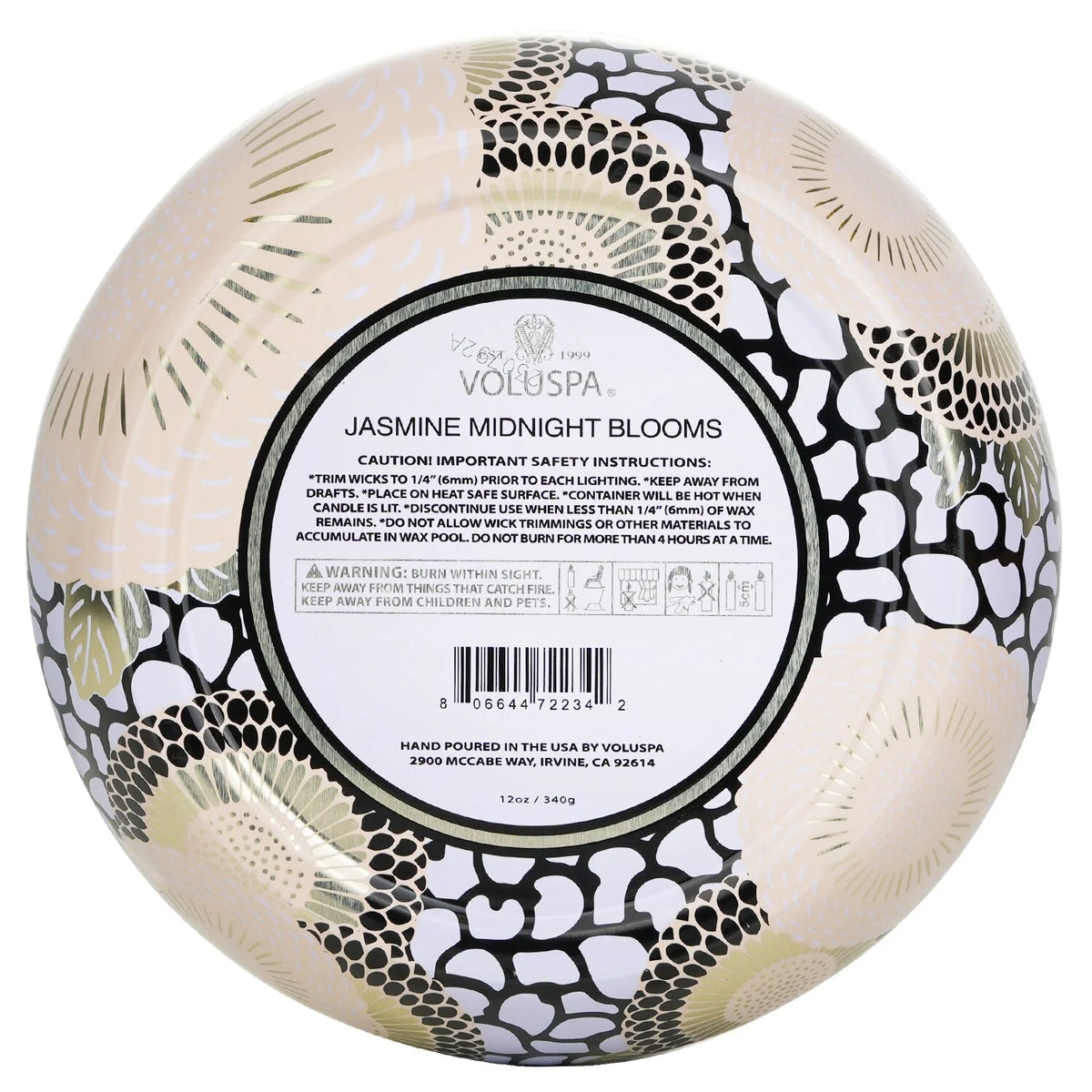 Jasmine Midnight Blooms 3 Wick Tin Candle 12oz T1046