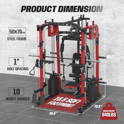 Commercial Smith Machine with Squat Rack and Cable Crossover W62498