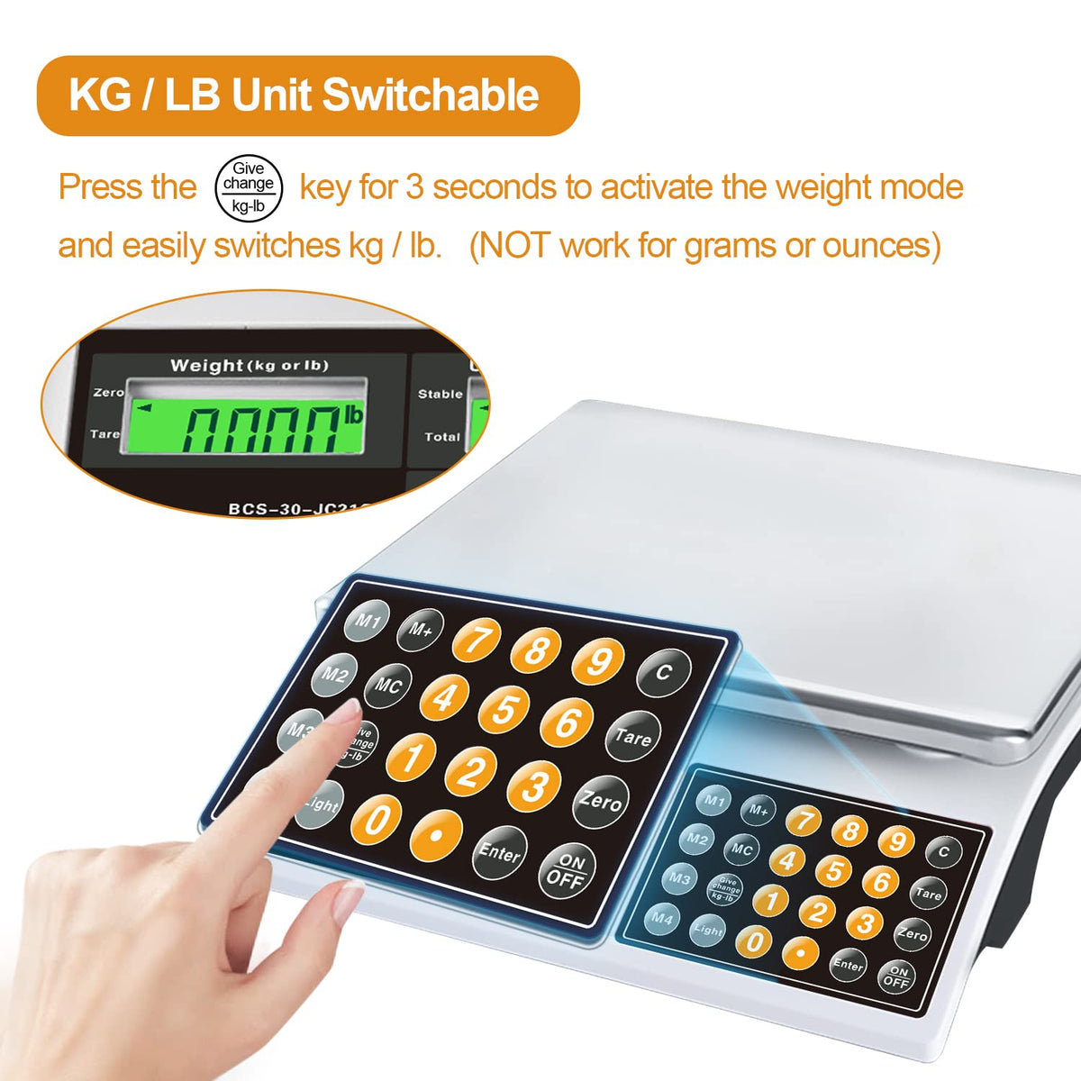 66lb Digital Commercial Food Weighing Scale with Green Backlight LCD L5588