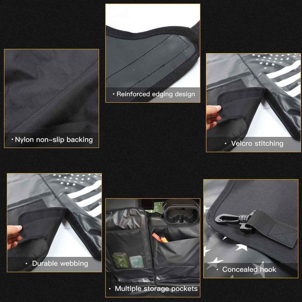 Waterproof Dog Cargo Cover Mat with Corner Protector Washable Durable Pet Trunk Cargo Liner (Black US Flag) T31789