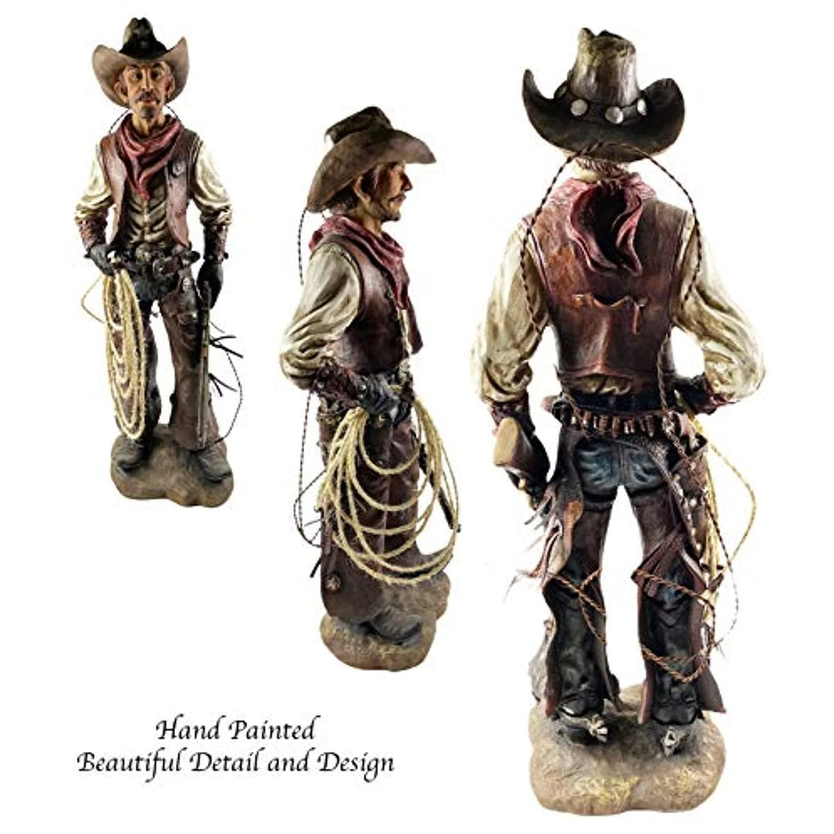 Western Cowboy Statue Hand Painted Figurine Q950452