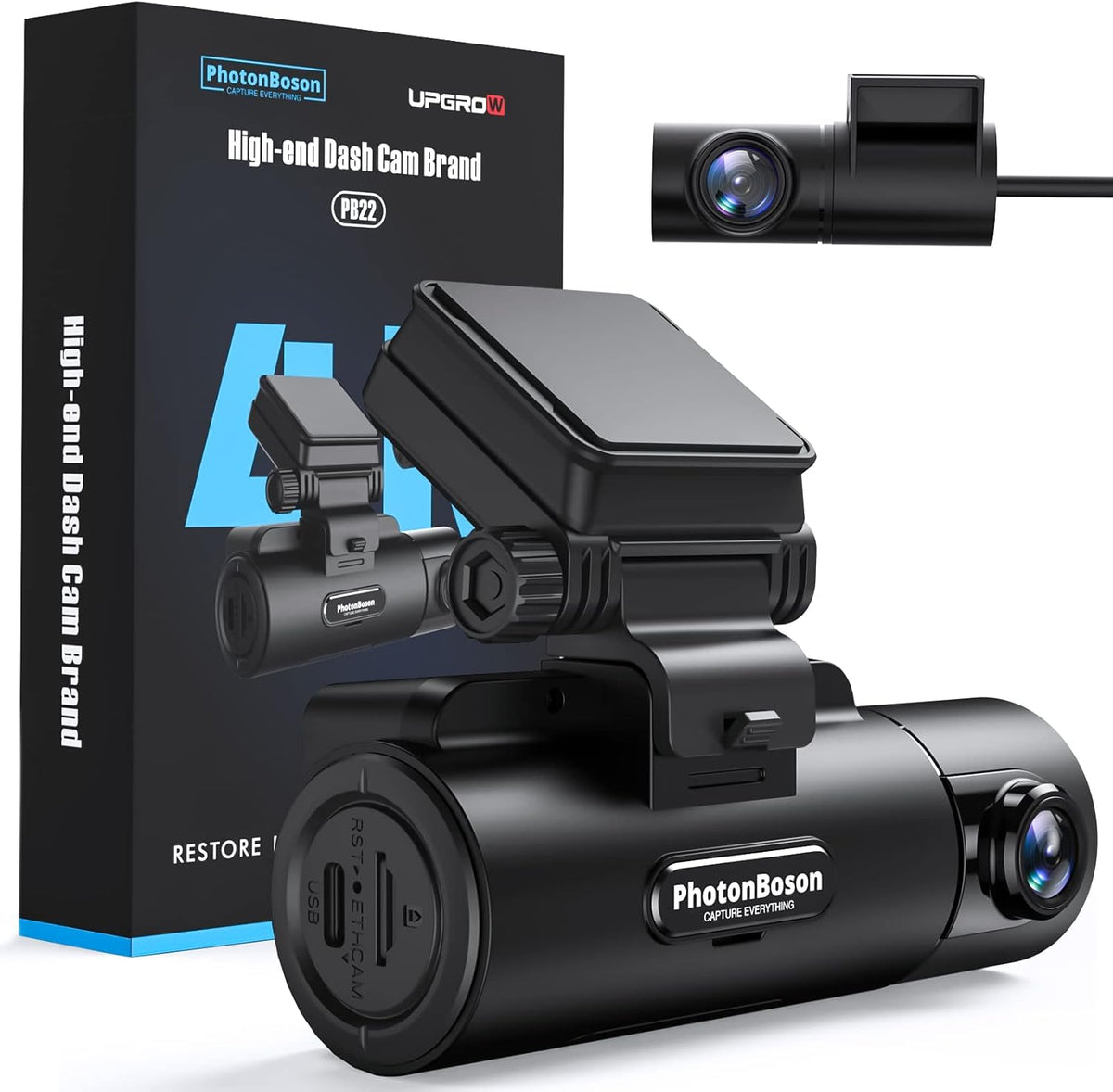 Dual Dash Camera with Front 4K Camera and Rear 2K Ethernet Camera Y9125
