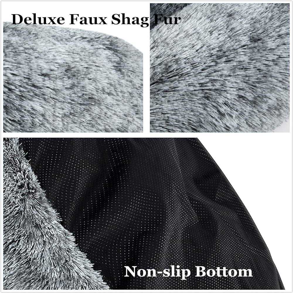 Oval Shag Faux Fur Washable Round Pet Bed M7448