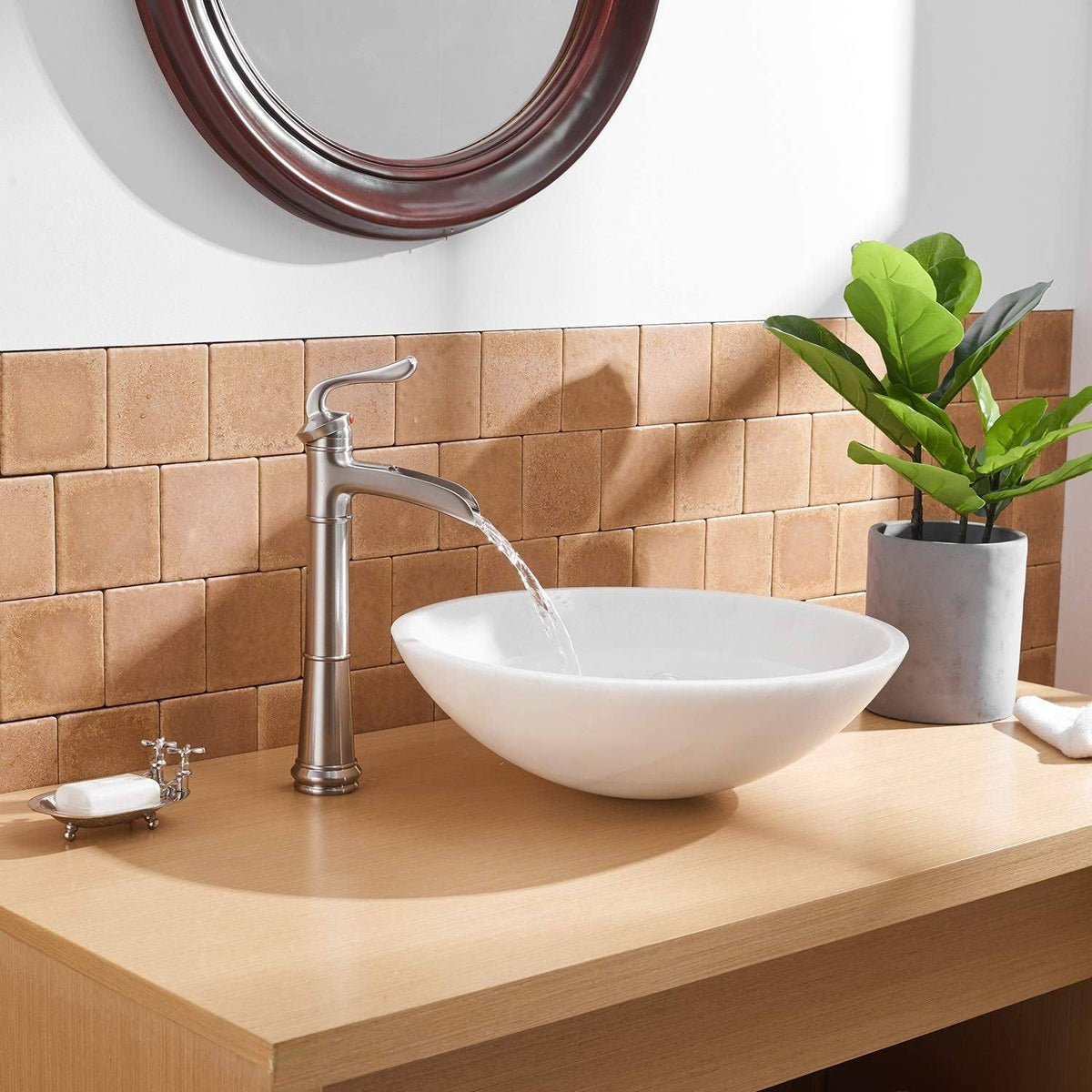 Oil Rubbed Bronze Vessel Sink Faucet with Pop Up Drain F7219