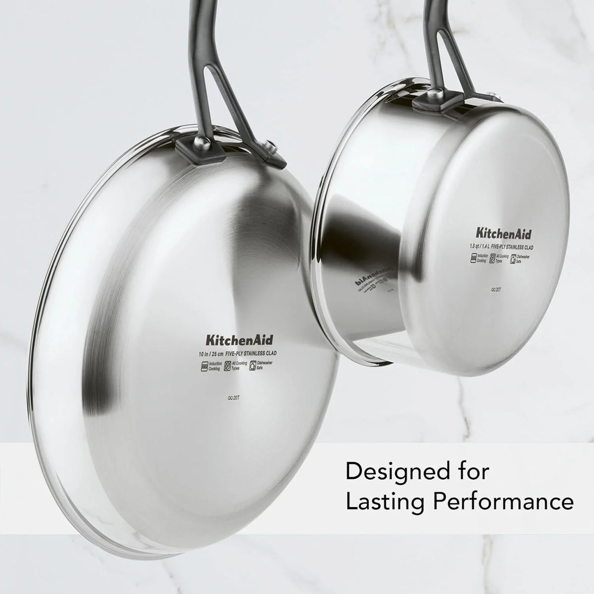 5-Ply Clad Polished Stainless Steel Saucepan with Lid, 3 Quart W976274
