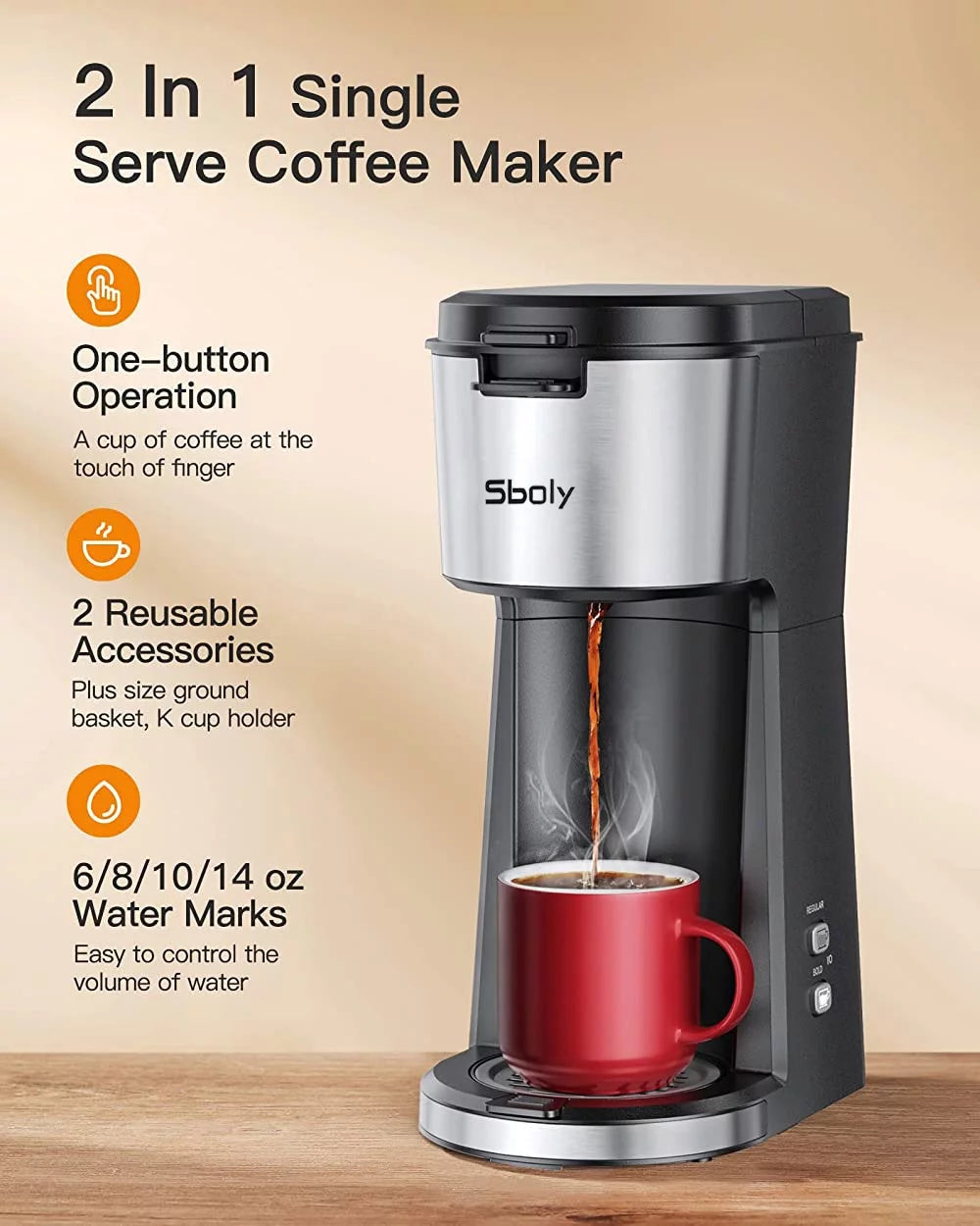 Single Serve Coffee Maker, Classic Black T9287