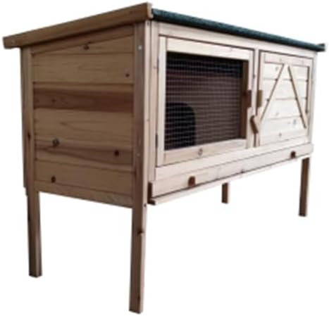Outdoor Wooden Rabbit Hutch with Open-up Roof and Pull Out Tray I5809