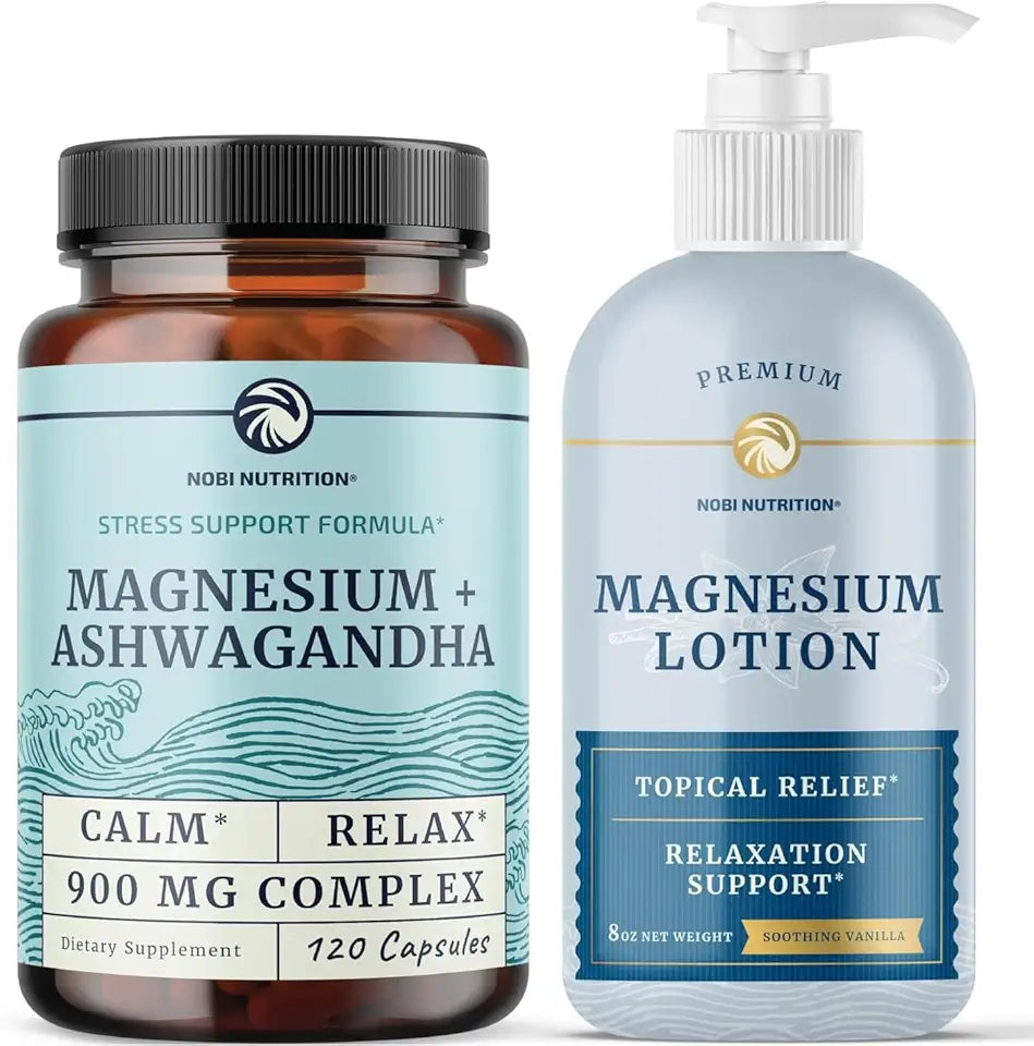 Magnesium Lotion and Ashwagandha Supplement 8 Fl Oz J4945