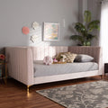 Light Pink Velvet Gold Finished Full Daybed Q9902