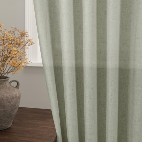 Beige Semi Sheer Linen Textured Tier Curtains 36 Inch Length 2 Panels H5080