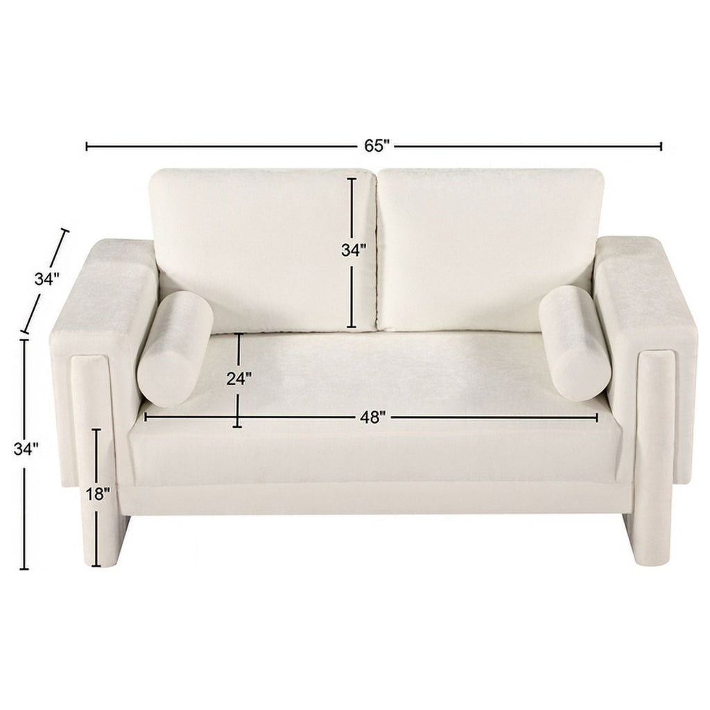 Cream Chenille Fabric Loveseat J565