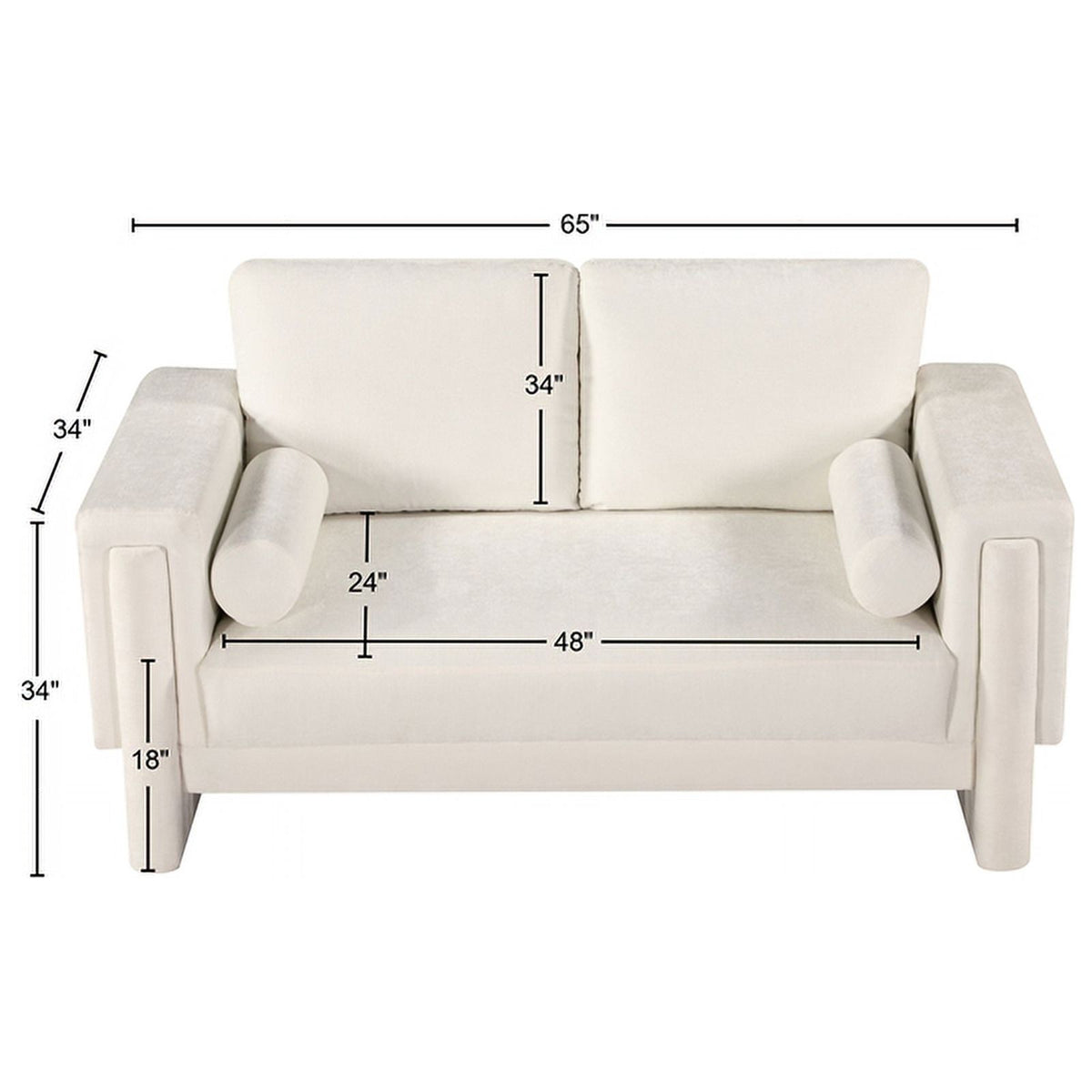 Cream Chenille Fabric Loveseat J565