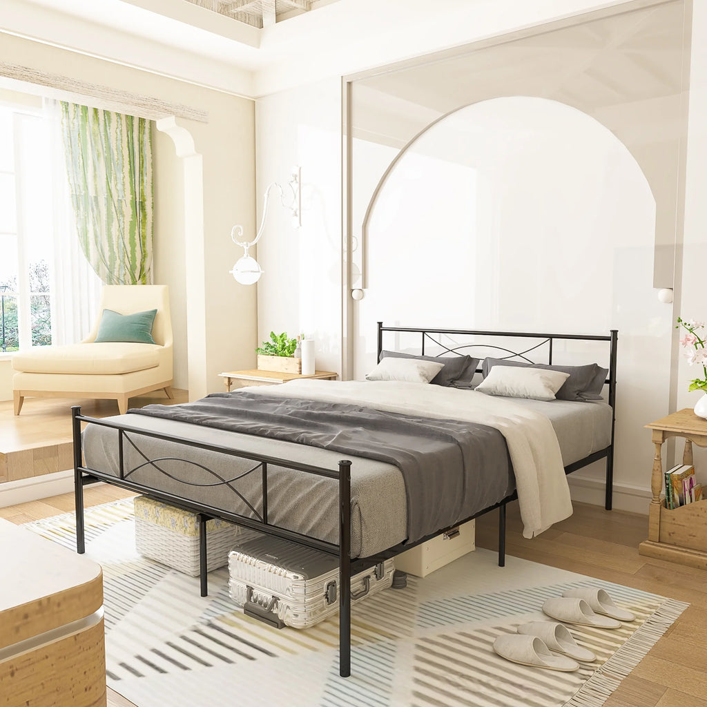 Full Size Metal Bed with Headboard Q423
