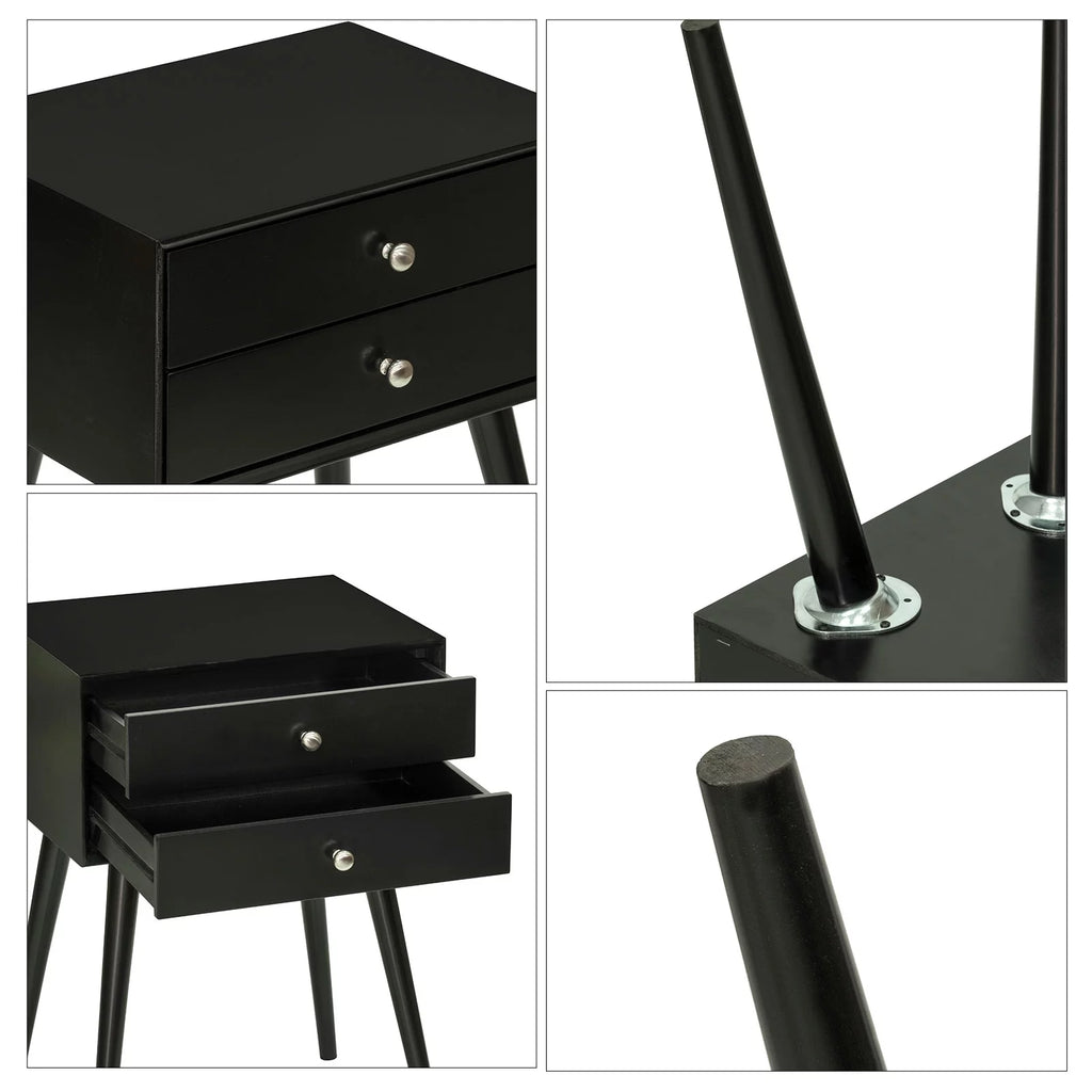 Black Side Table with 2 Pull Out Drawers G1134