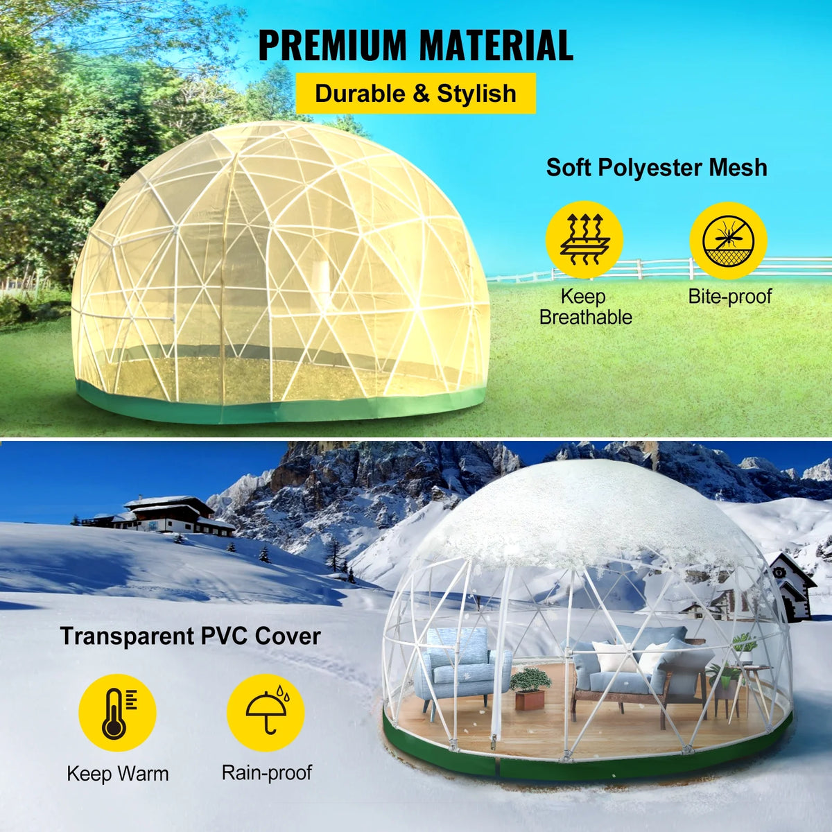 Dome Igloo Bubble Tent with PVC Cover and Mesh Cover T504