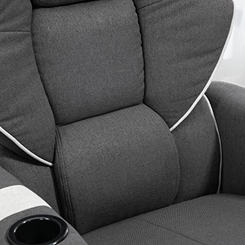 Black Manual Recliner Swivel Lounge Armchair with Footrest and Two Cup Holders K536637