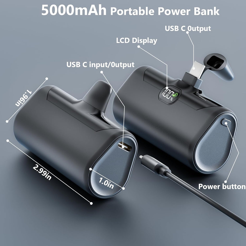 5000mAh 20W PD USB C Fast Charging Battery Pack with LCD Display C64913