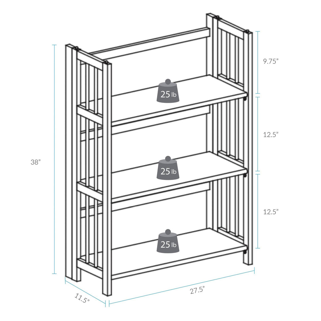 3 Shelf Folding Stackable Bookcase Chestnut R6854