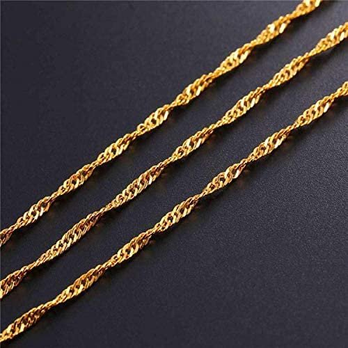 10K Yellow Gold 1.5mm Singapore Pendant Chain Necklace B490