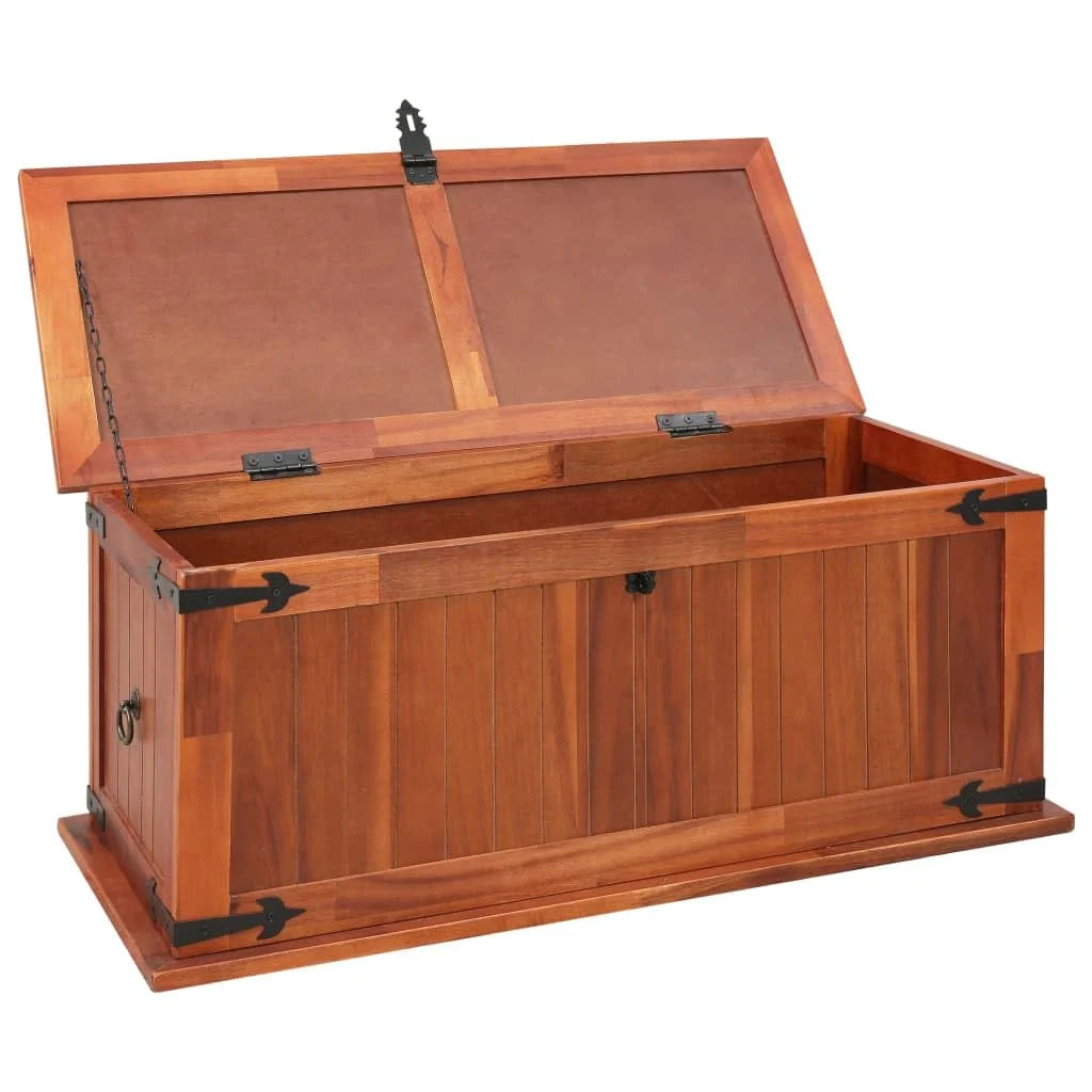 Brown Solid Acacia Wood Storage Chest with Handles J60759