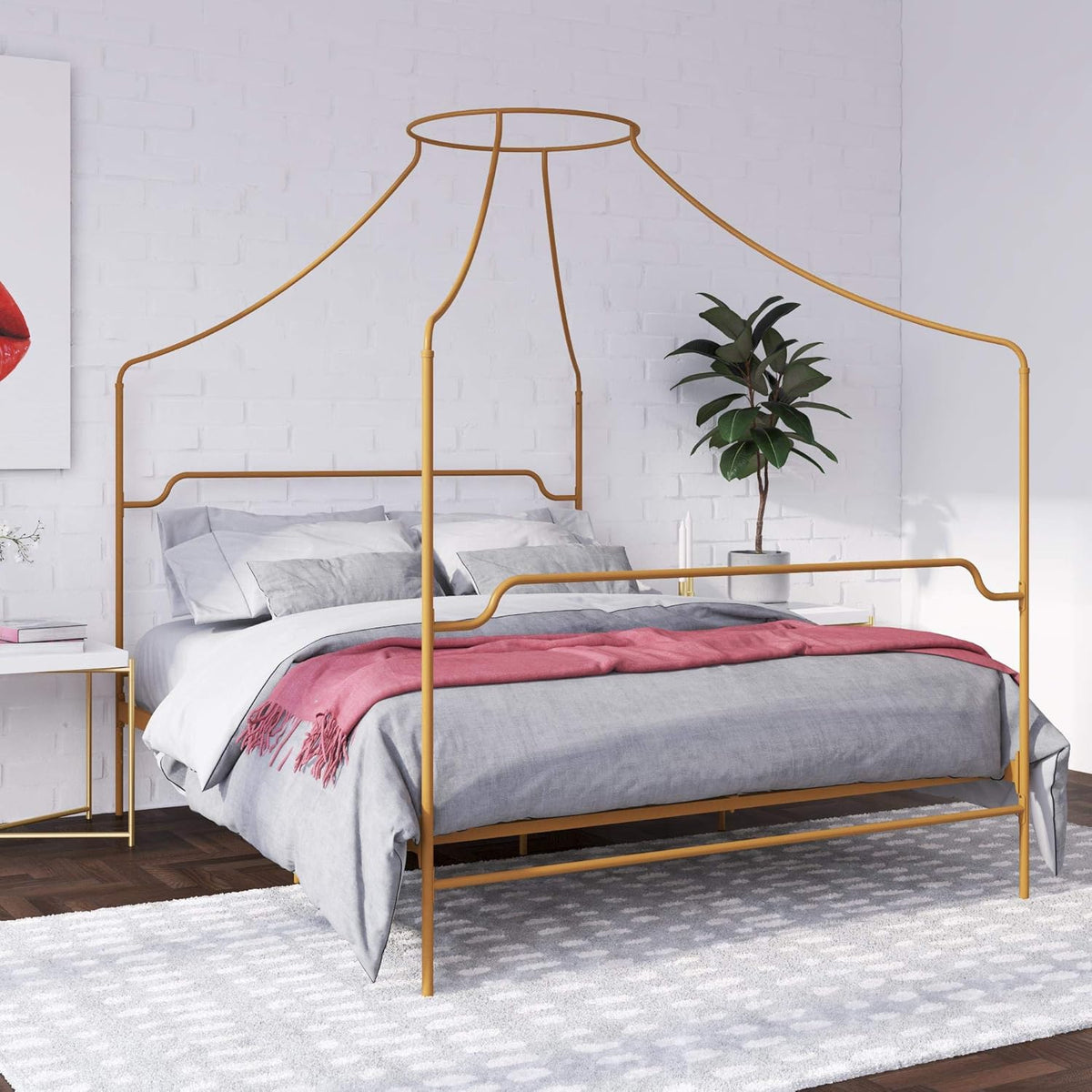 Black Twin Size Metal Canopy Bed C608619