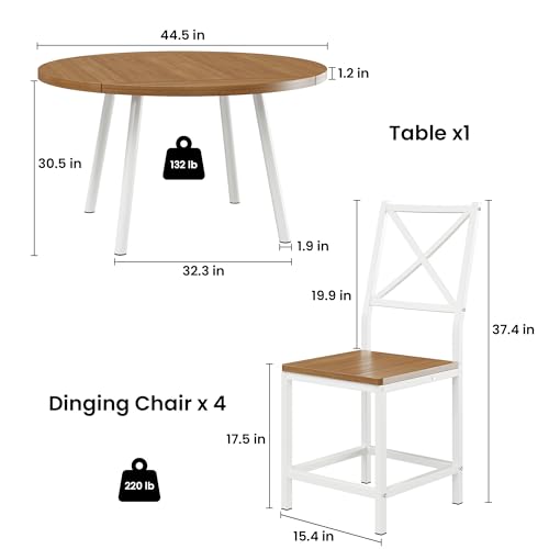 Round Dining Table Set for 4 with Drop Leaf C8856