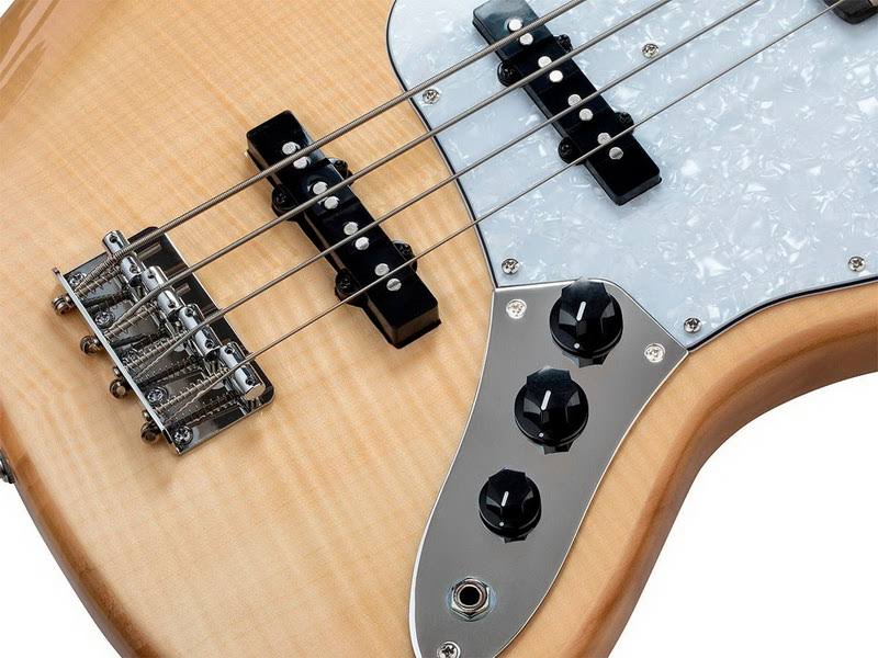 Natural Flamed Maple Electric Bass with Gig Bag I381956