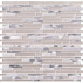 White 12 in. x 12 in. x 4 mm Textured Glass Stone Metal Mesh-Mounted Mosaic Tile (20 Sq. ft. / CASE) P73173