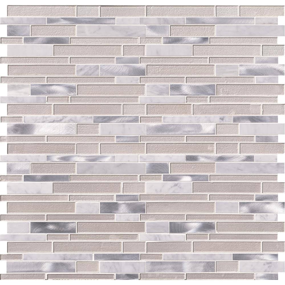 White 12 in. x 12 in. x 4 mm Textured Glass Stone Metal Mesh-Mounted Mosaic Tile (20 Sq. ft. / CASE) P73173