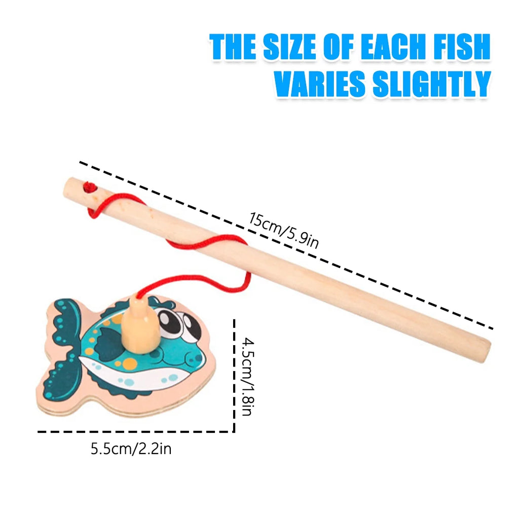 Magnetic Fishing Game Toys Set with Wooden Fish Rod Q960