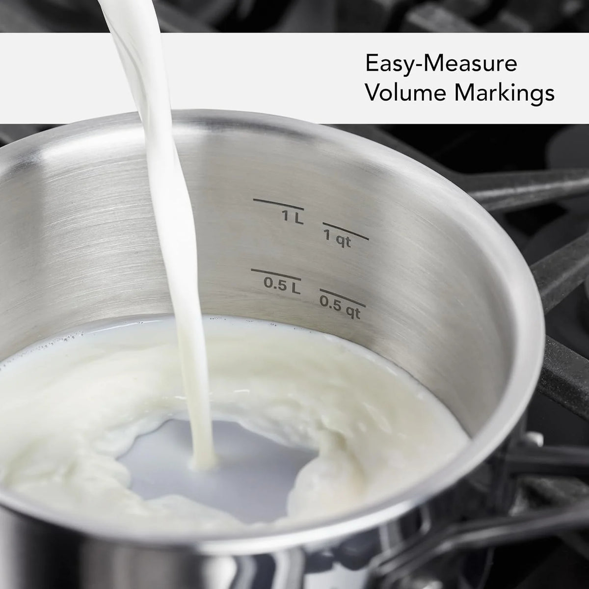 5-Ply Clad Polished Stainless Steel Saucepan with Lid, 3 Quart W976274