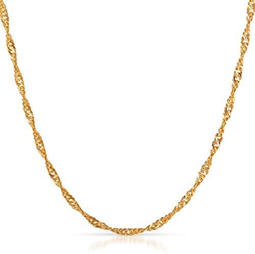 10K Yellow Gold 1.5mm Singapore Pendant Chain Necklace B490