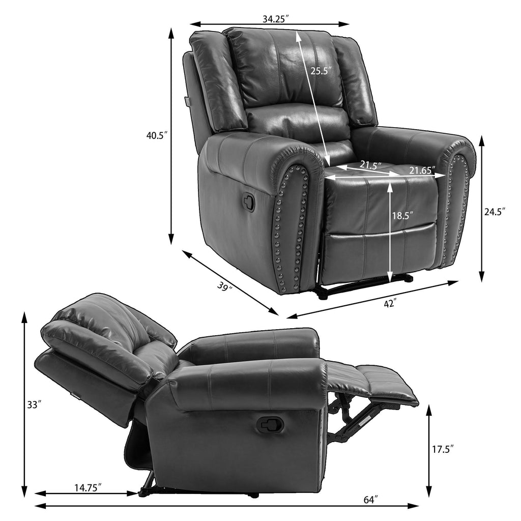 Black Microfiber Manual Standard Recliner N130483