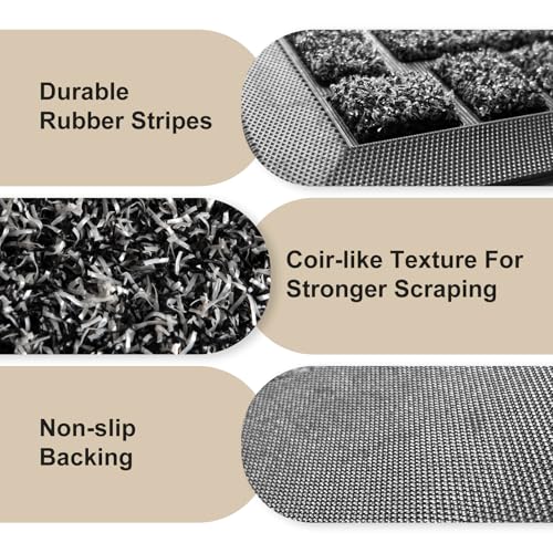 Yellow 36x17 Inches Non-Slip Low-Profile Front Door Mat V9213