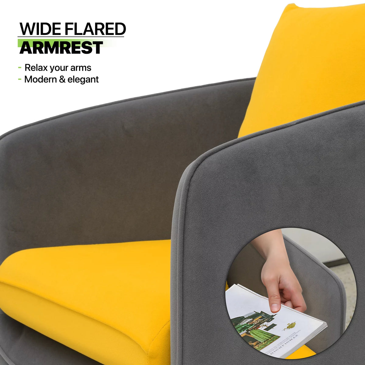 Yellow Grey Upholstered Barrel Armchair T28179