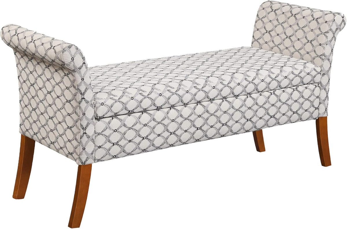 Beige Botanical Storage Bench K5255