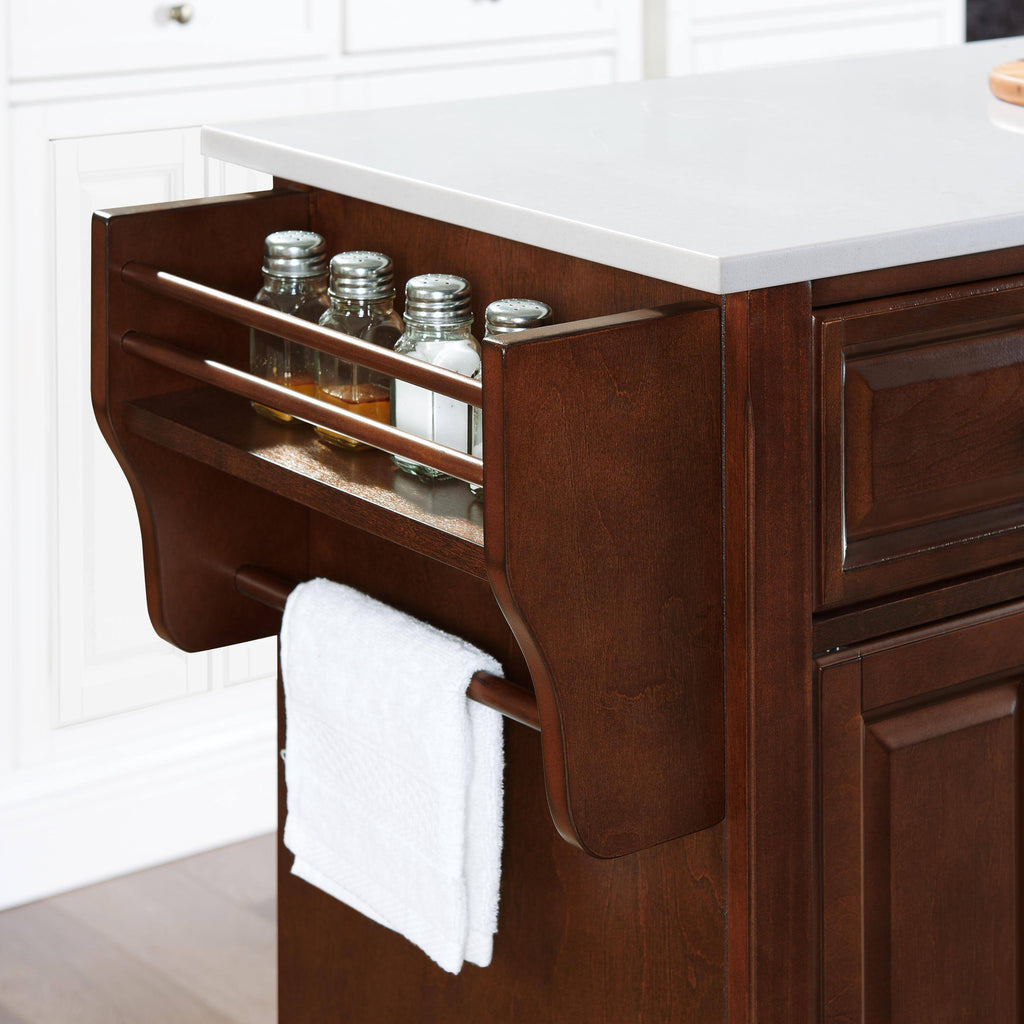 Mahogany/White Granite Top Full Size Kitchen Island/Cart O912